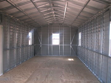 China US Prefabricated Gable Steel Shed , Car Storage Sheds Steel Buildings distributor